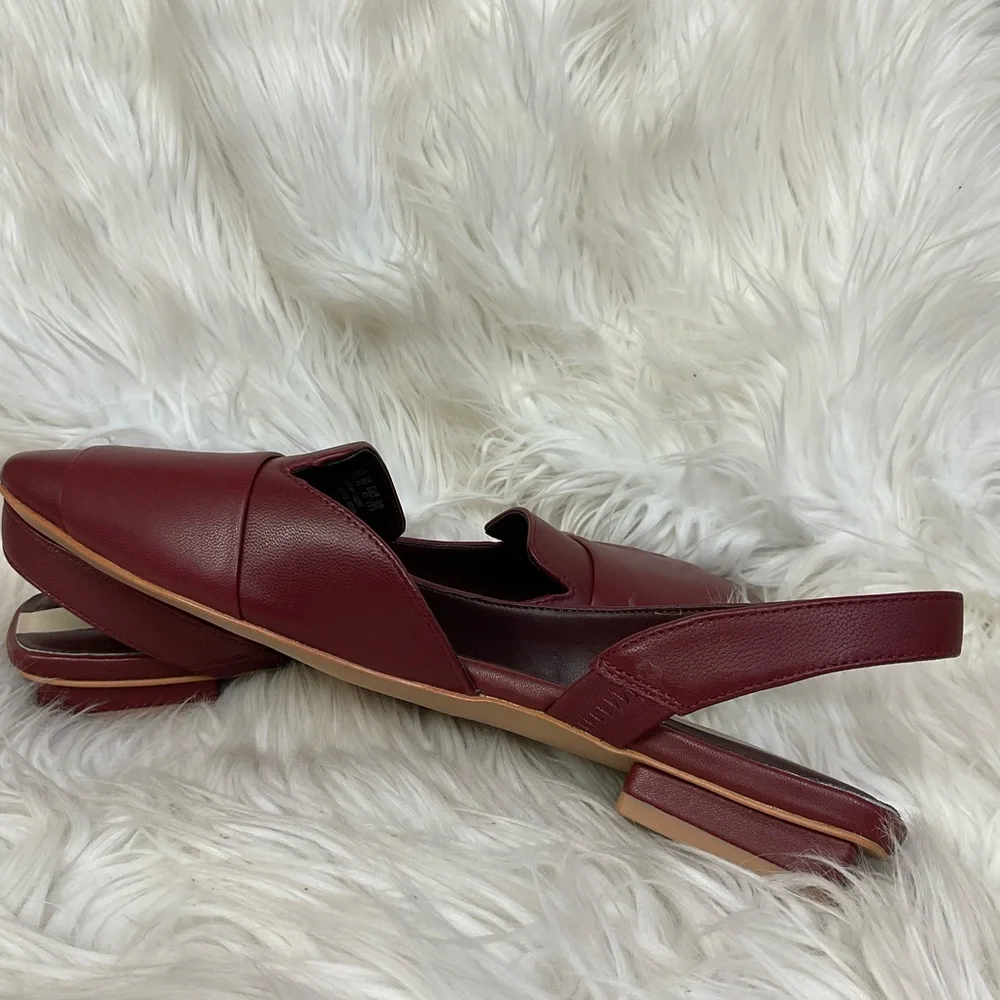 NEW Franco Sarto Women's Teagan Berry Red Leather Slingback Flats Size 9